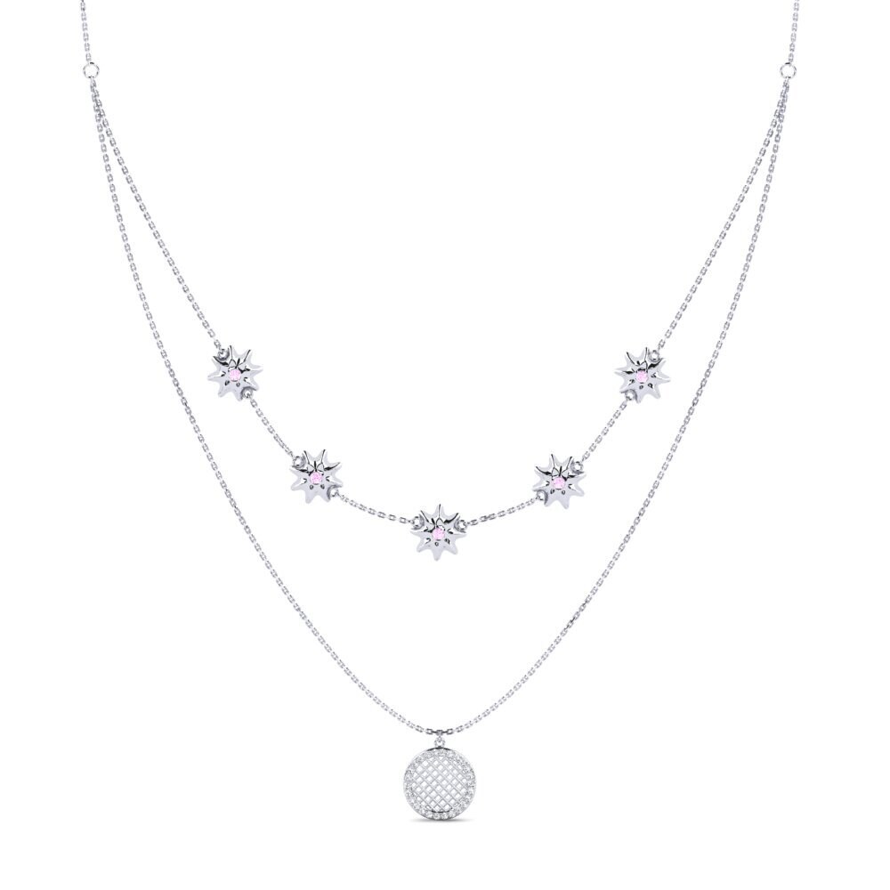 Zafiro Rosado Collar de Mujer Wourgic