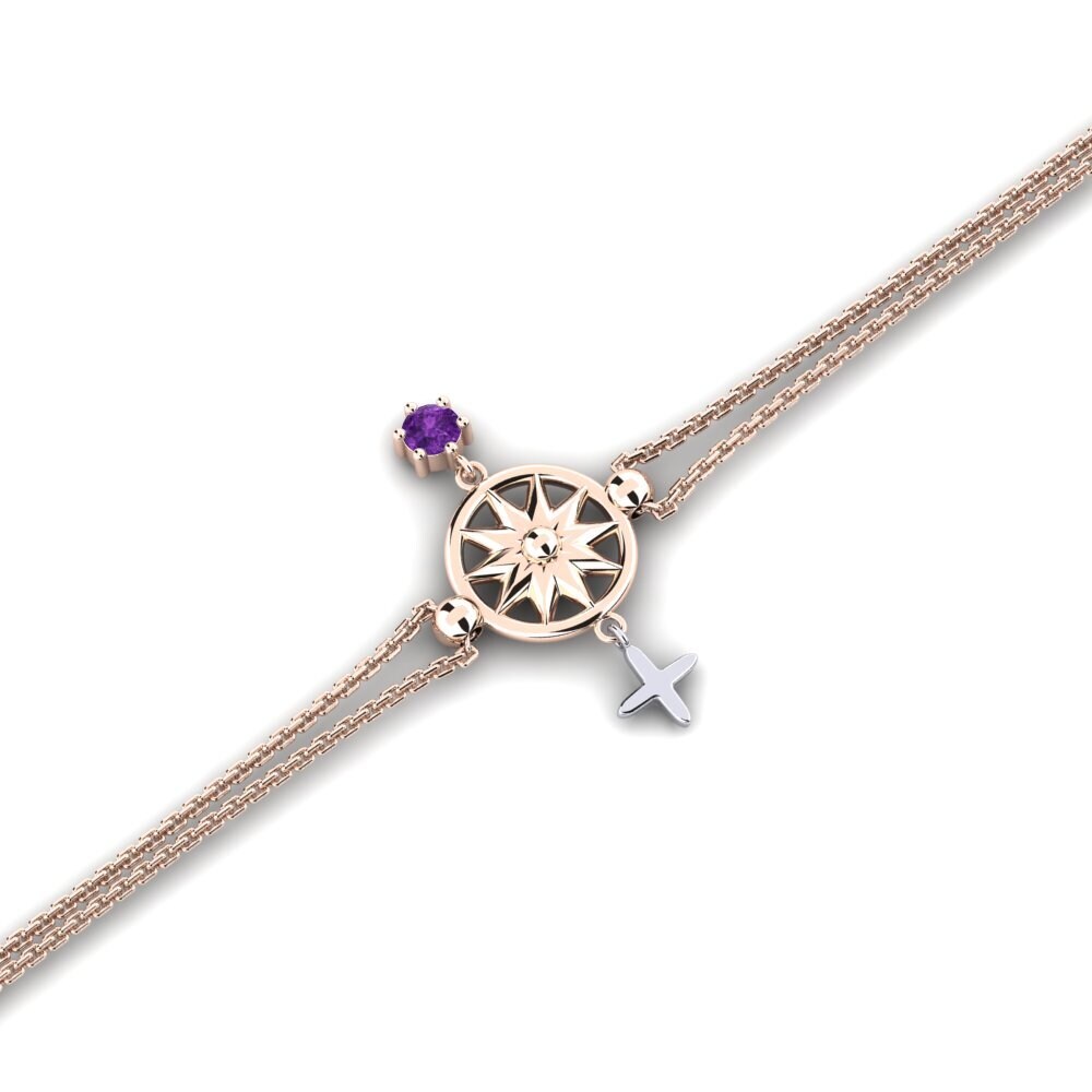 9ct Rose & White Gold Amethyst Women's Bracelet Writal