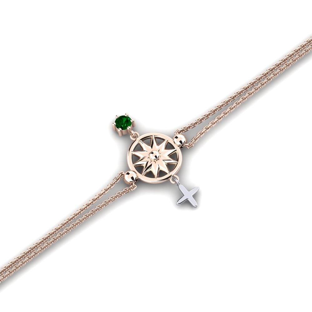 9ct Rose & White Gold Green Zirconia Women's Bracelet Writal