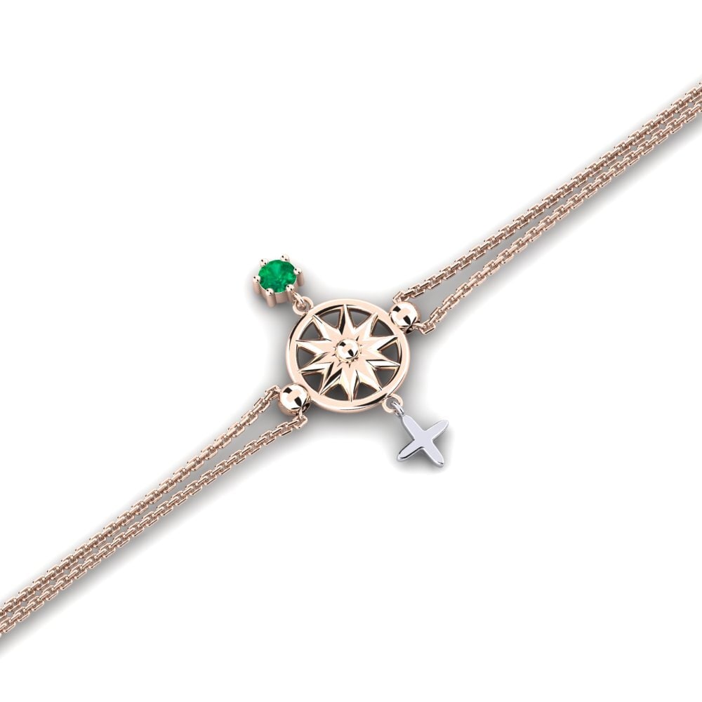 9ct Rose & White Gold Emerald Women's Bracelet Writal