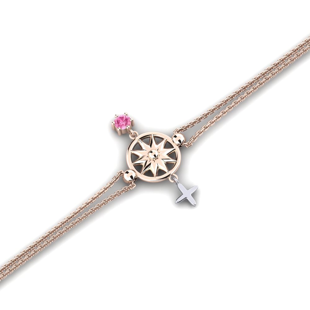 9ct Rose & White Gold Pink Sapphire Women's Bracelet Writal