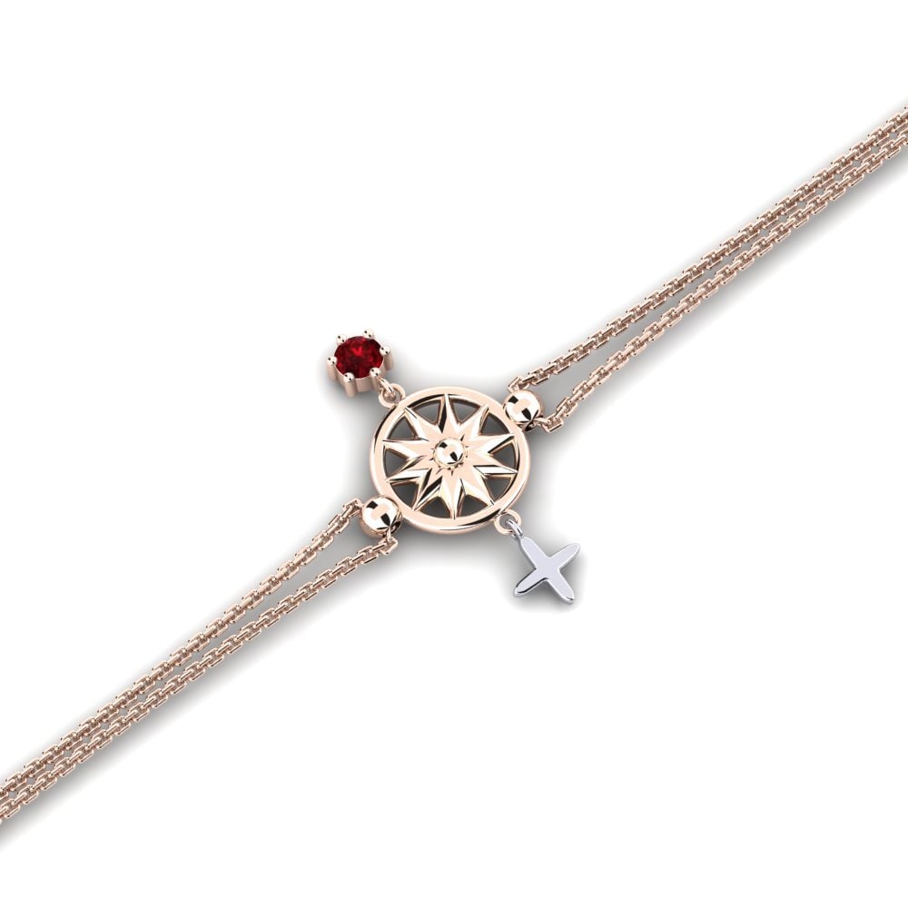 9ct Rose & White Gold Ruby Women's Bracelet Writal