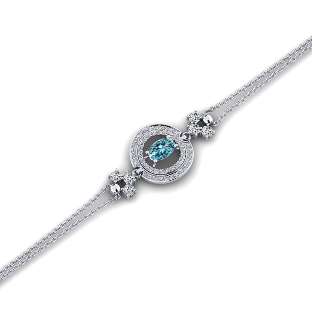 950 Platinum Blue Zircon Women's Bracelet Wujtoov