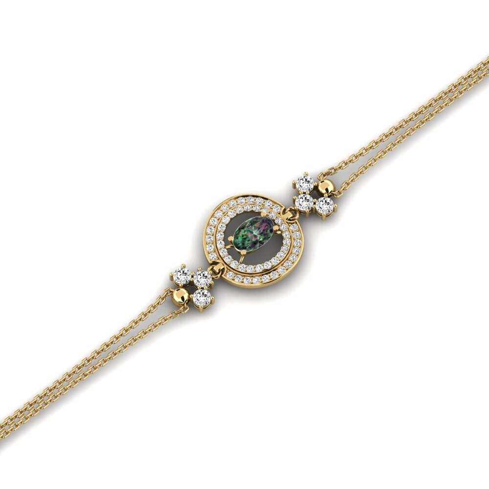 14k Oro Amarillo Topacio Místico Pulsera de Mujer Wujtoov