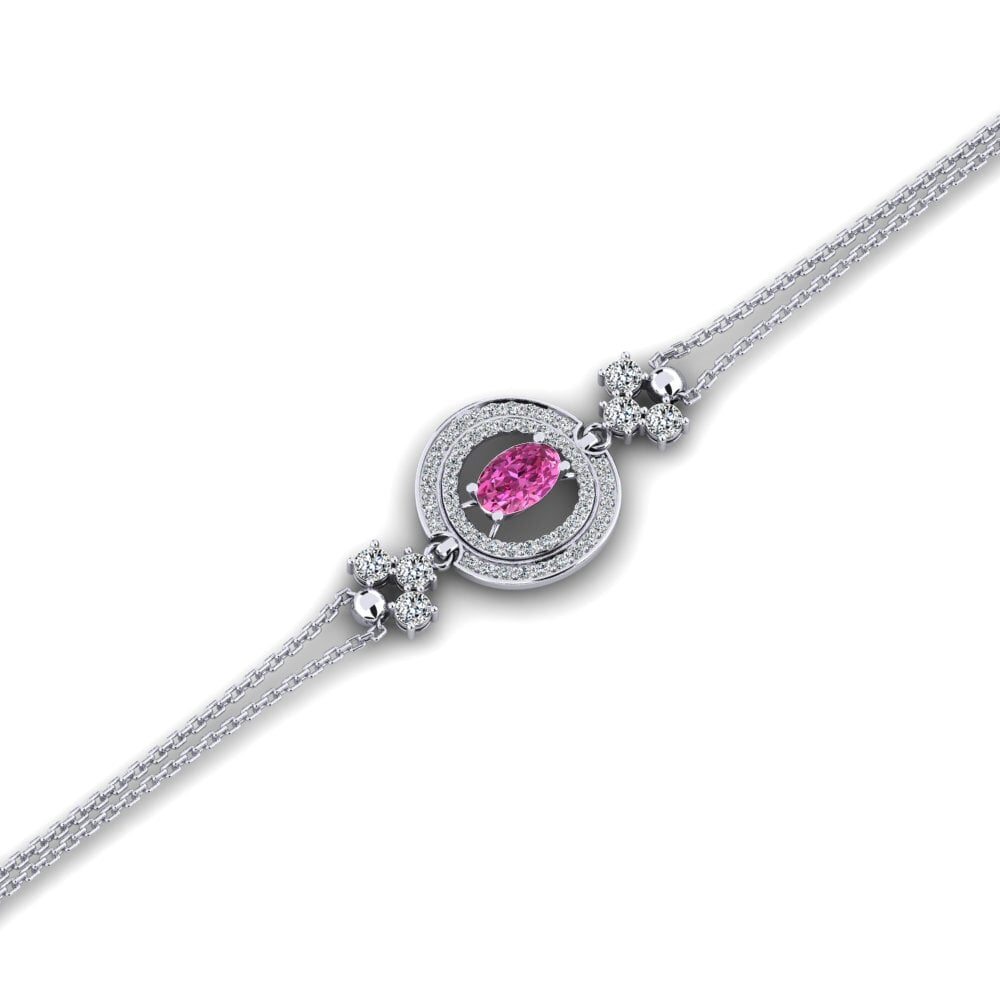 Oval Pink Topaz Women's Bracelet Wujtoov