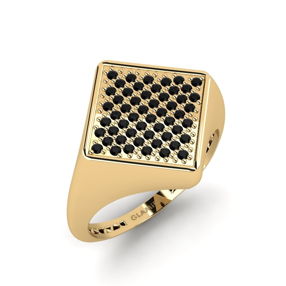 9ct Yellow Gold Black Diamond Men's Pinky Ring Wunts