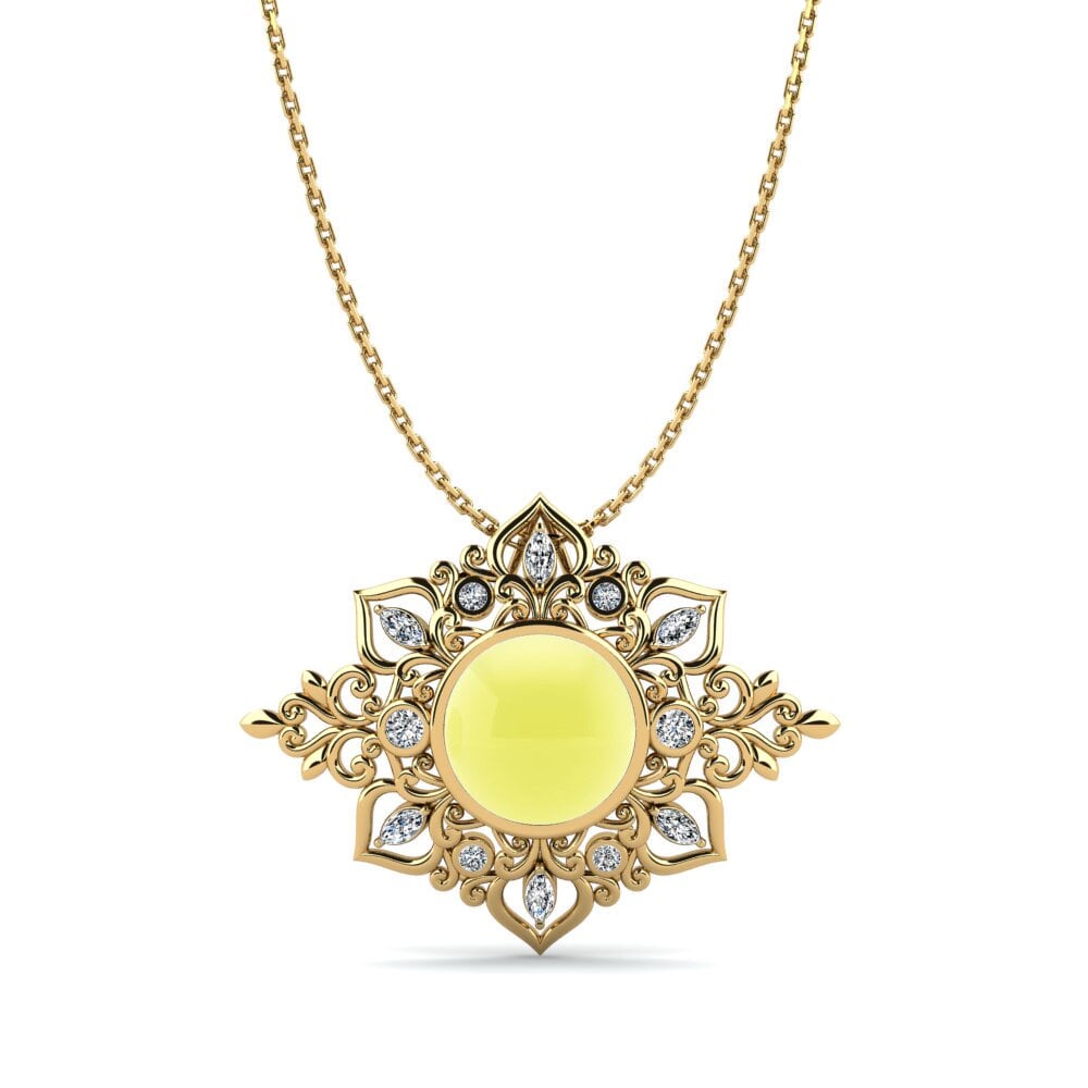 9k Oro Amarillo Topacio Limón Cabujón Colgante de Mujer Xava