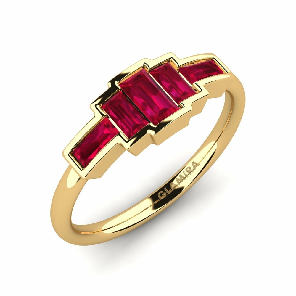 3 & 5 Stones Engagement Rings Xenia 585 Yellow Gold Ruby