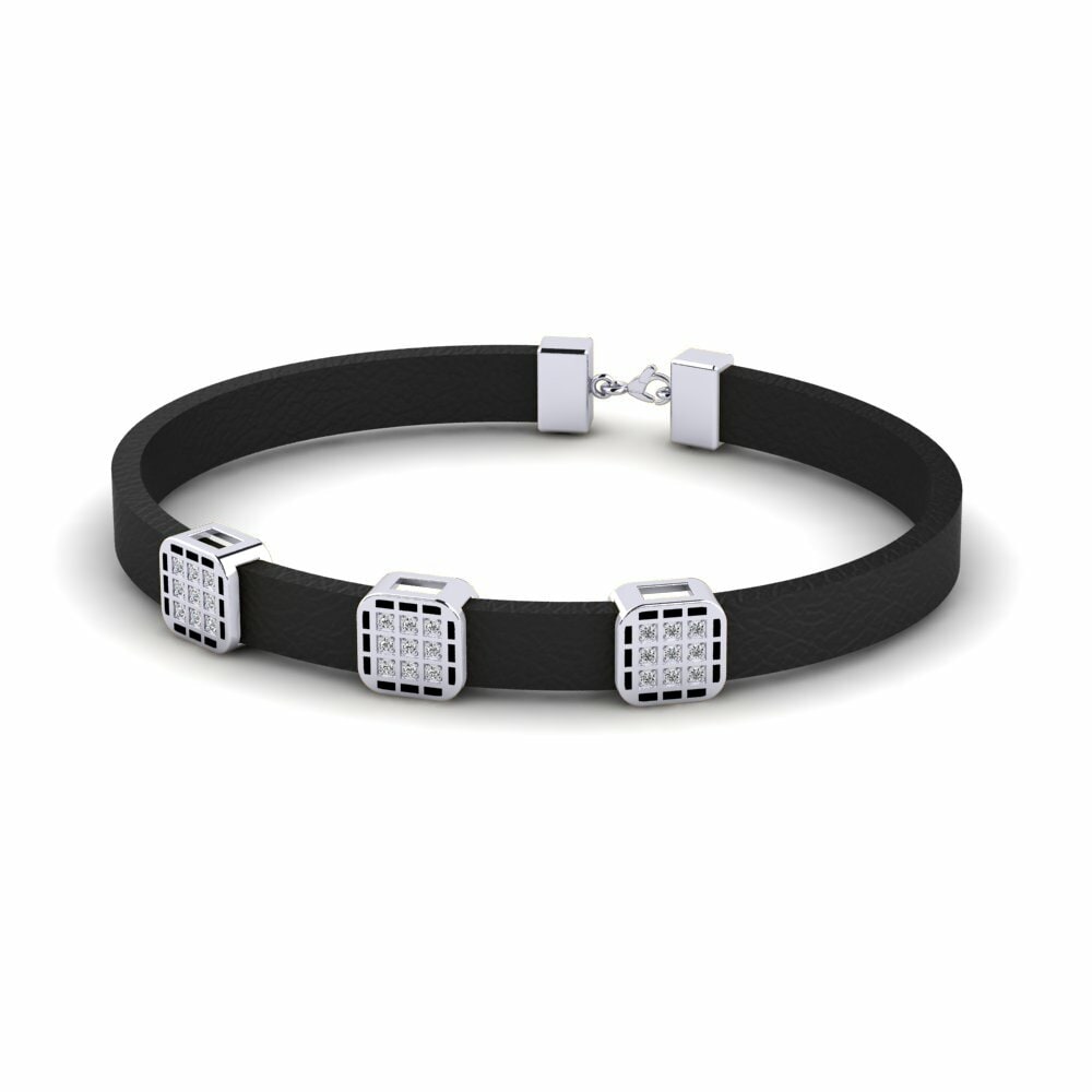Swarovski black leather bracelet shop