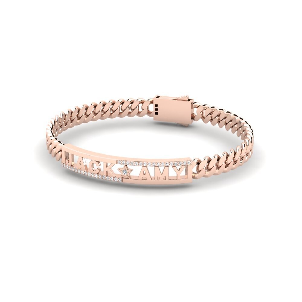 18k Oro Rosa Circonita Pulsera para hombre Xois
