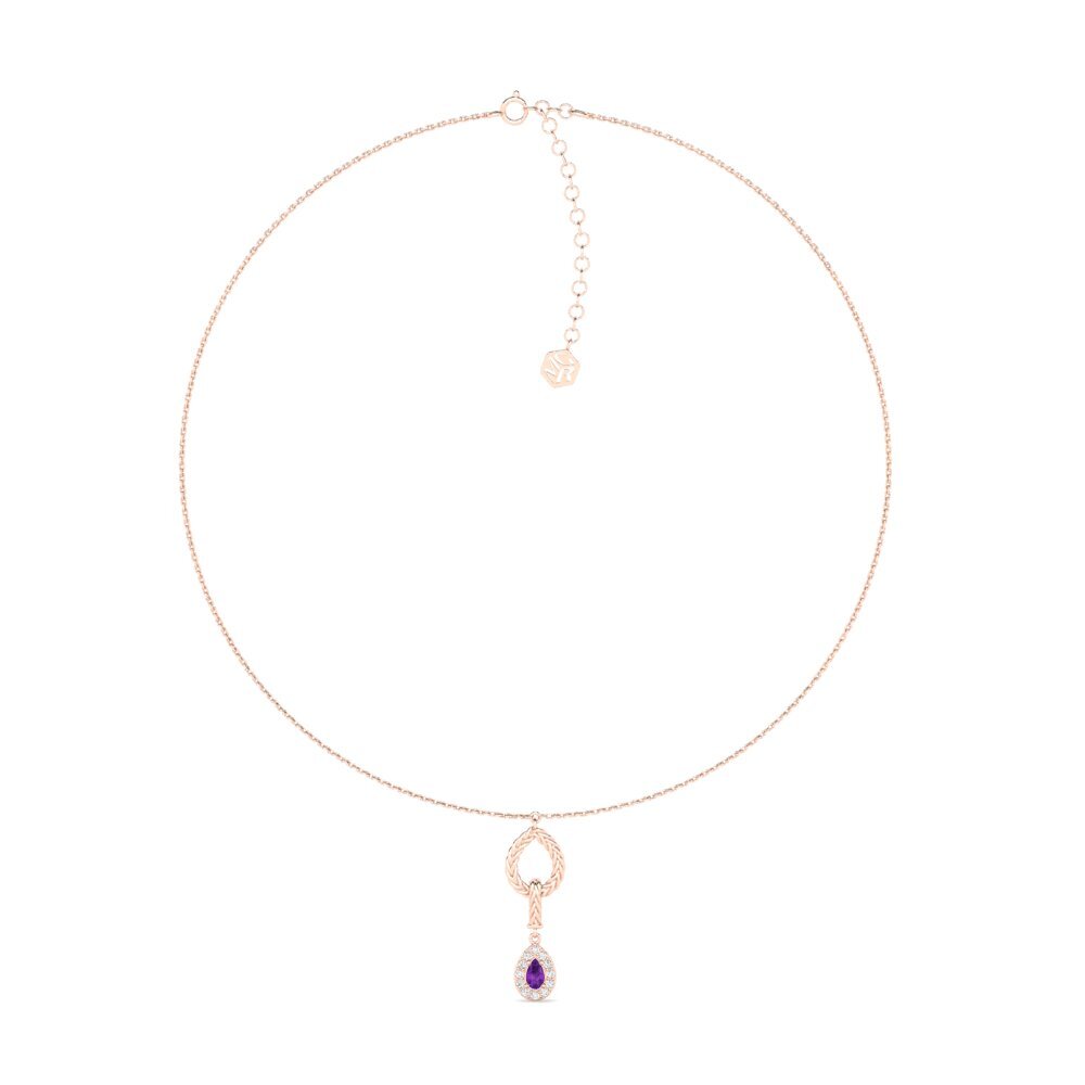 9ct Rose Gold Amethyst Women's Choker Necklace Xorita