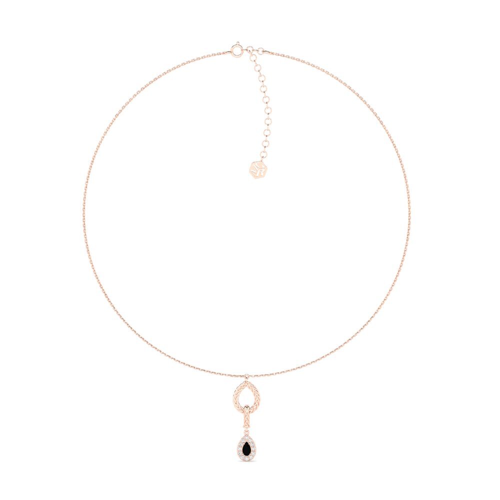 9ct Rose Gold Black Onyx Women's Choker Necklace Xorita