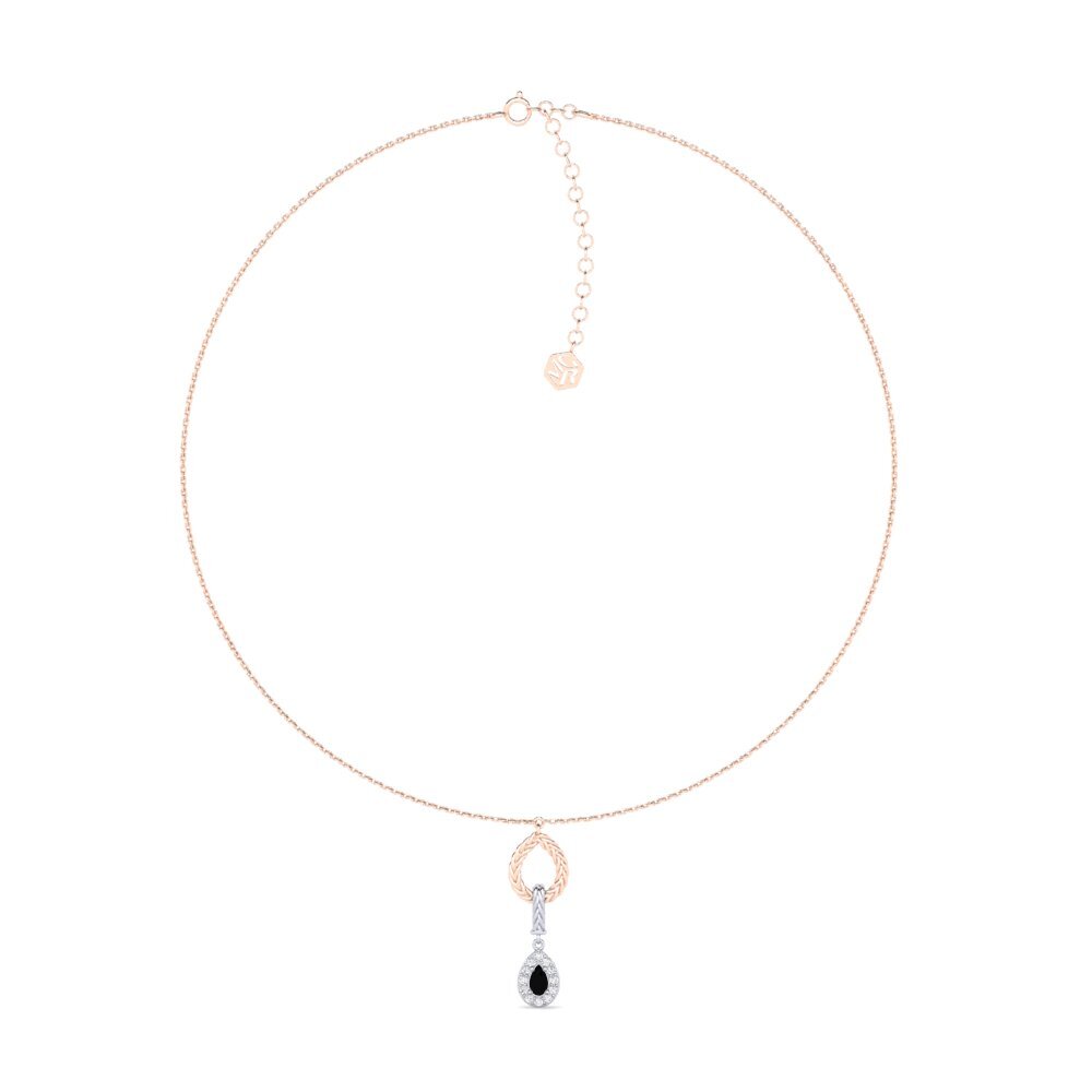 9ct Rose & White Gold Black Onyx Women's Choker Necklace Xorita