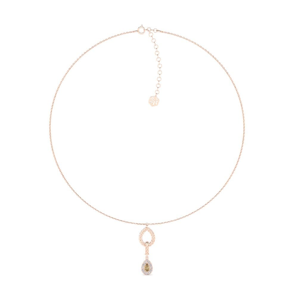 9ct Rose Gold Brown Diamond Women's Choker Necklace Xorita