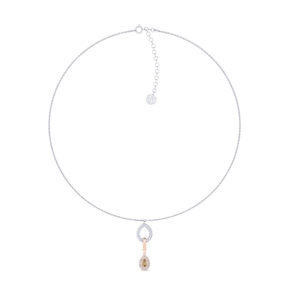 18ct White & Rose Gold Brown Diamond Women's Choker Necklace Xorita