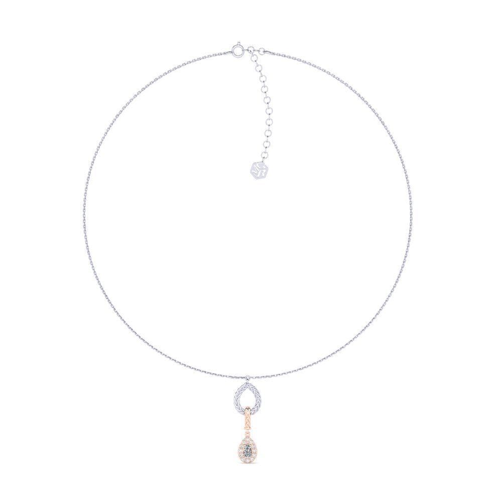 9ct White & Rose Gold Zirconia Women's Choker Necklace Xorita