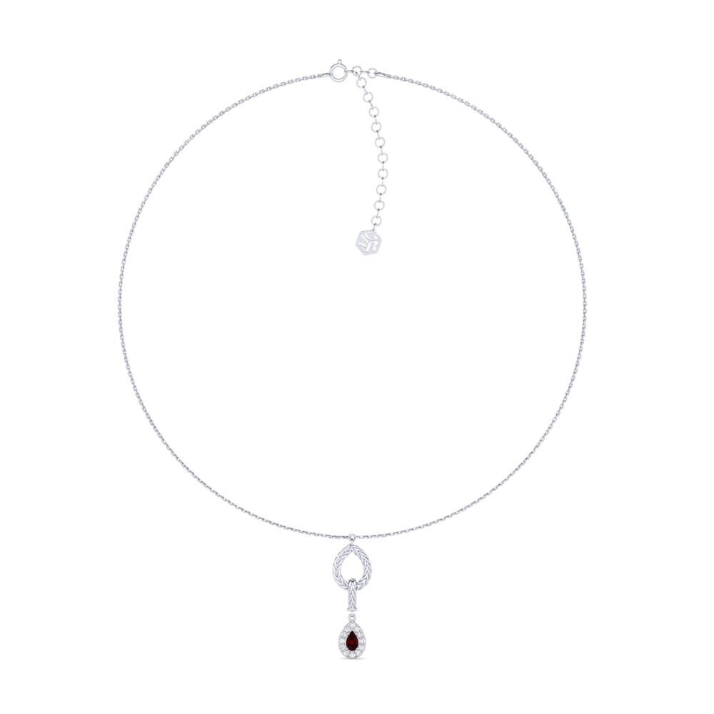 950 Platinum Garnet Women's Choker Necklace Xorita