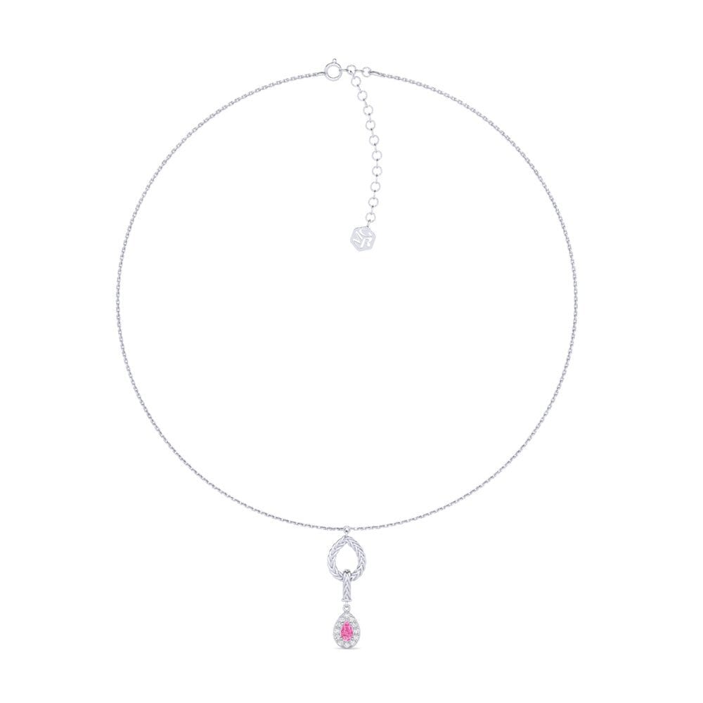 950 Platinum Pink Sapphire Women's Choker Necklace Xorita