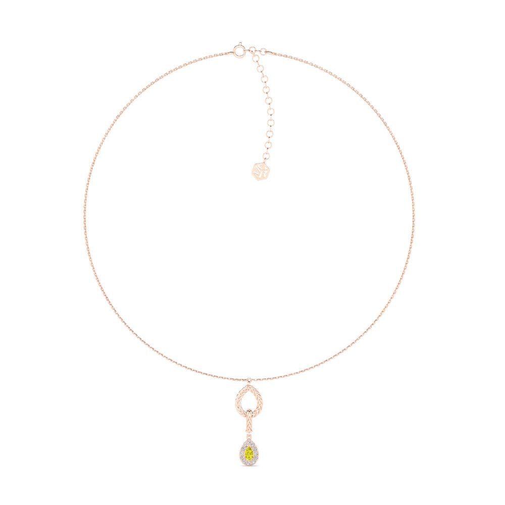 9ct Rose Gold Yellow Diamond Women's Choker Necklace Xorita