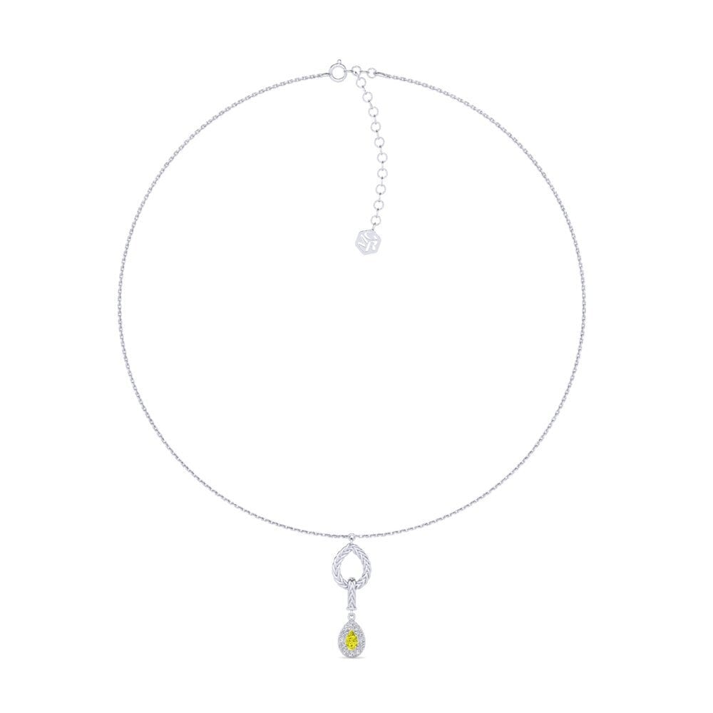 9ct White Gold Yellow Diamond Women's Choker Necklace Xorita