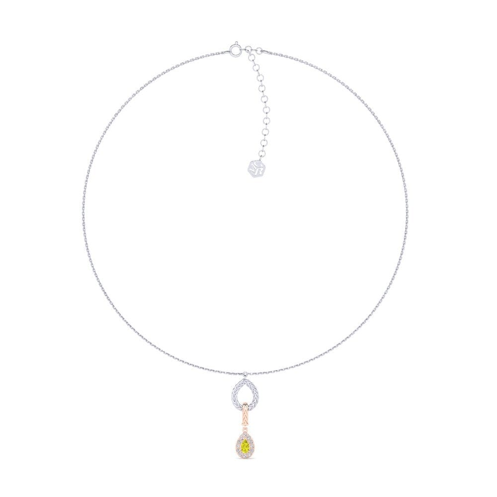 18ct White & Rose Gold Yellow Diamond Women's Choker Necklace Xorita