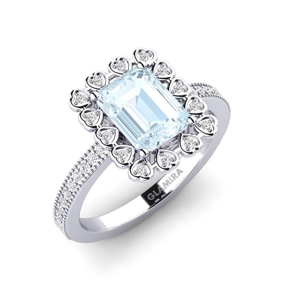 14k White Gold Aquamarine Engagement Ring Xyster