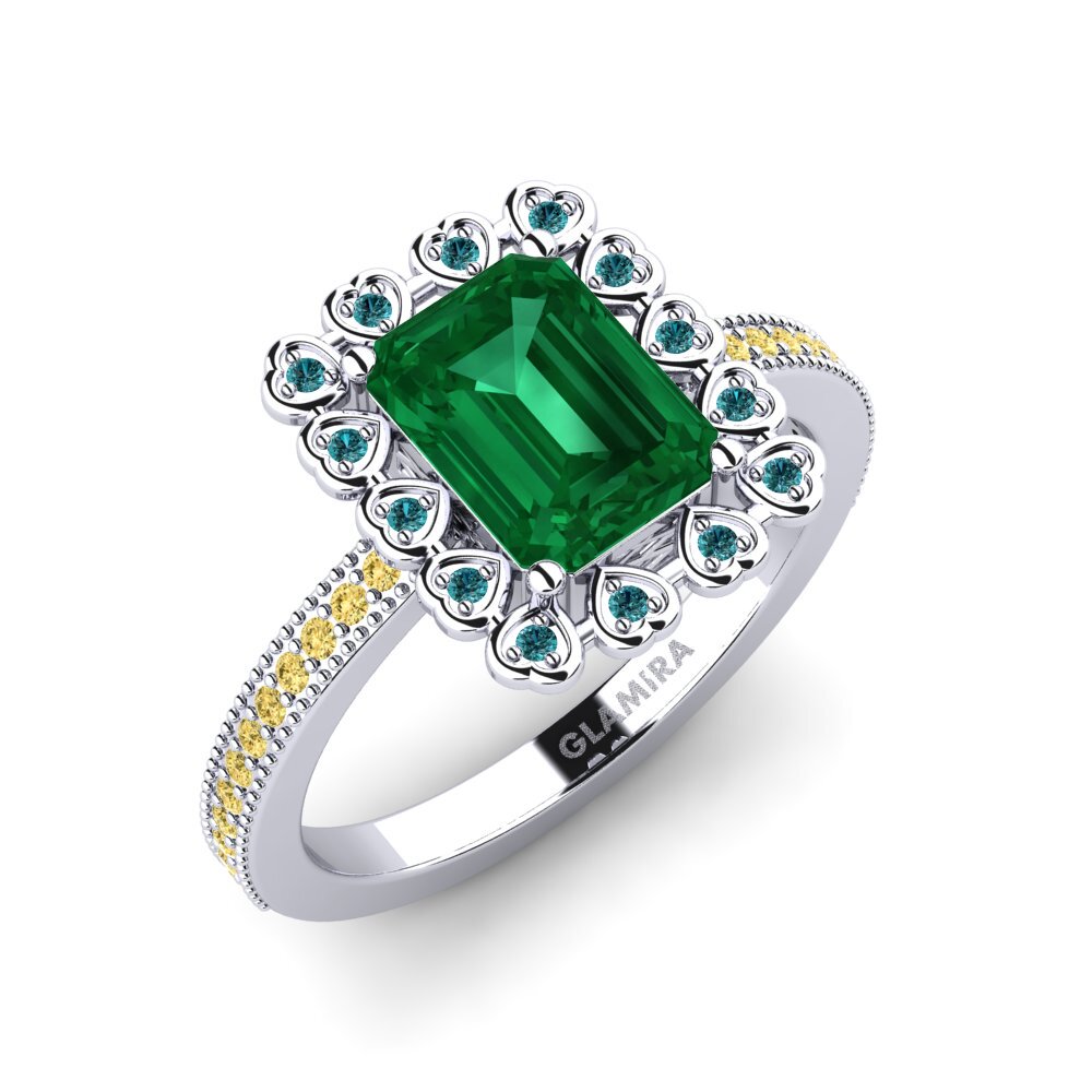 Smaragd (Gemaakt in het laboratorium) Verlovingsring Xyster
