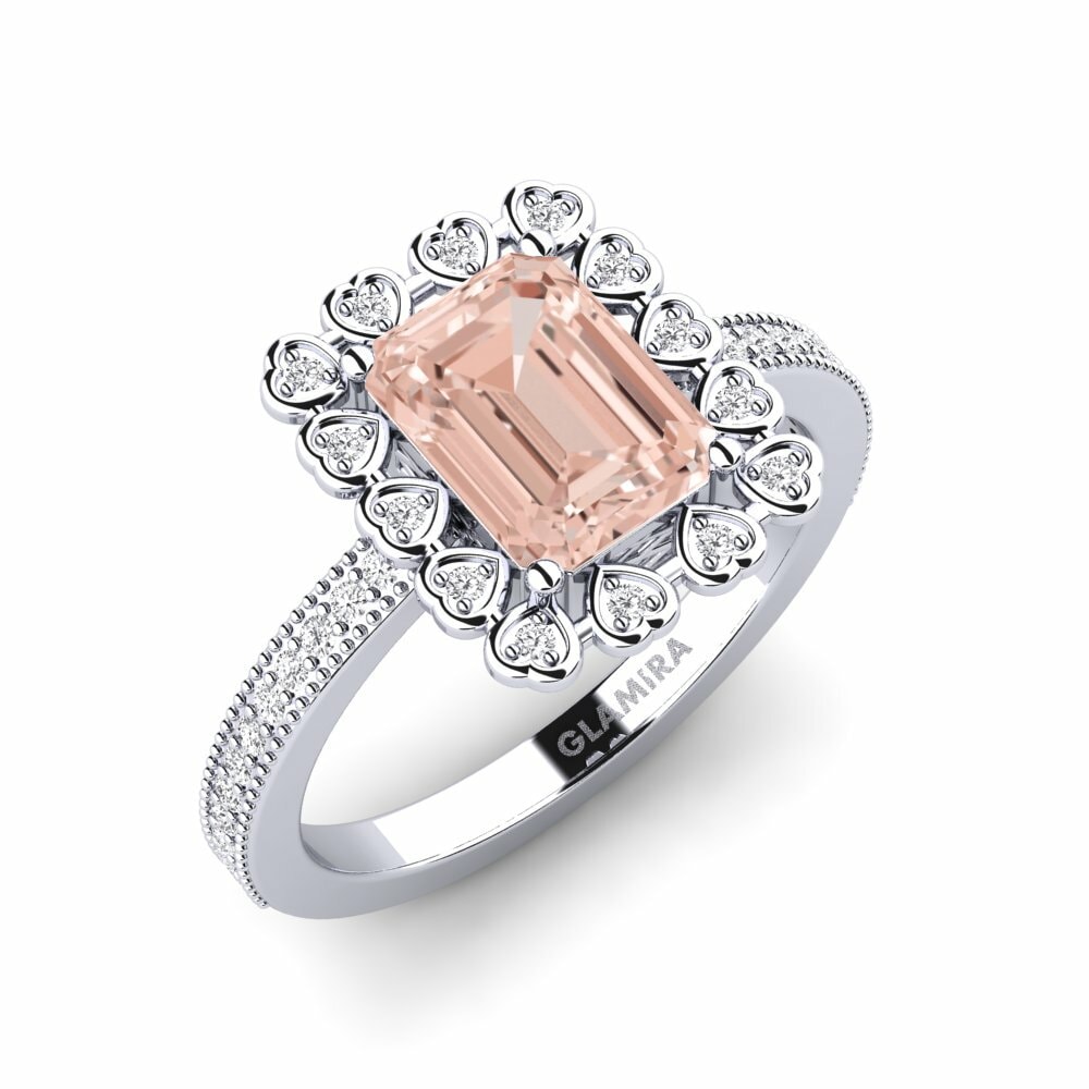 Emerald Cut 2.15 Carat Exclusive Morganite 14k White Gold Engagement Ring Xyster