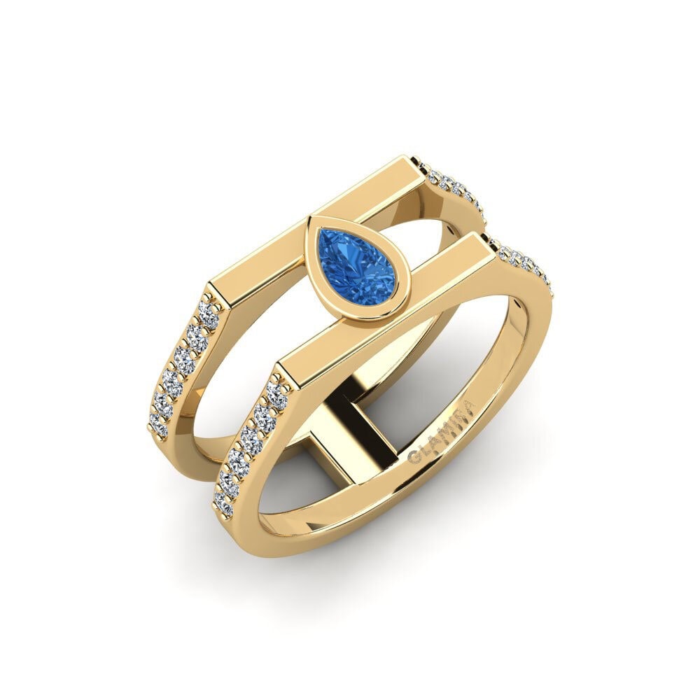 Dark Blue Zirconia Engagement Ring Yadez