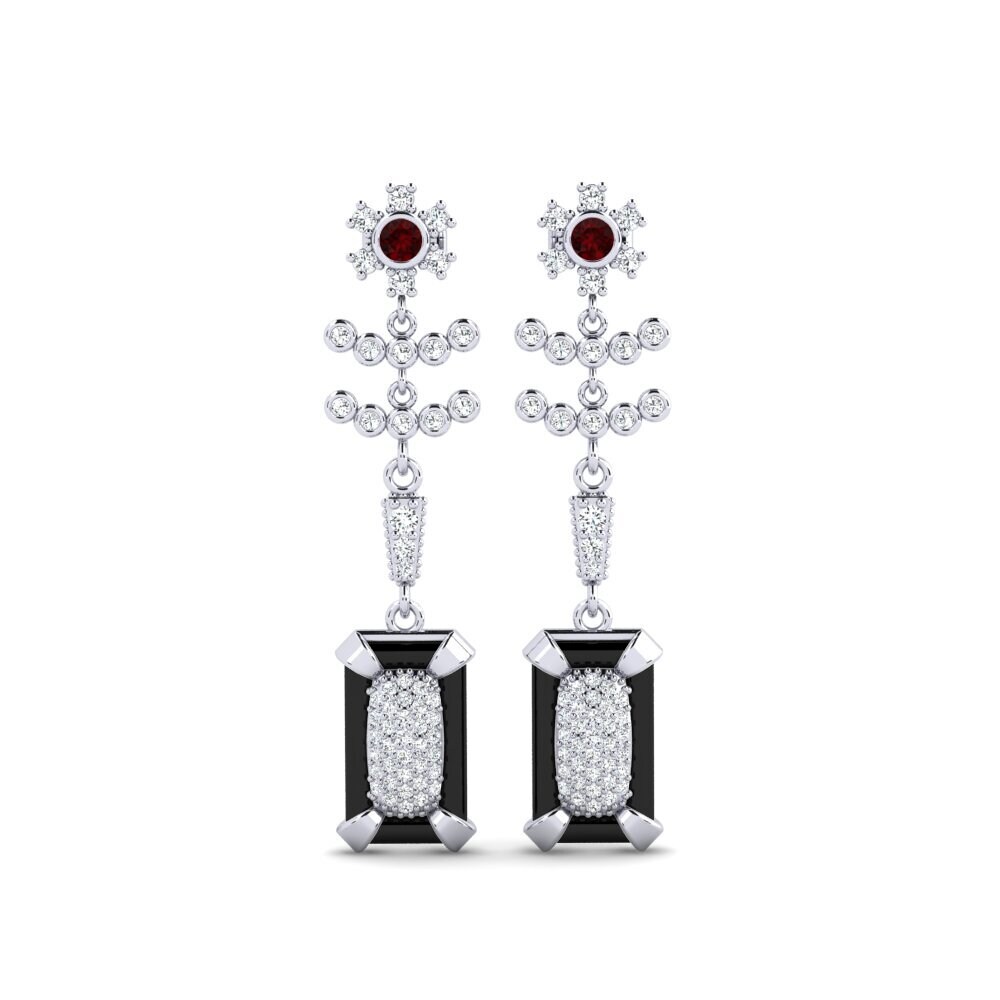 950 Platinum Garnet Women's Earring Yaff