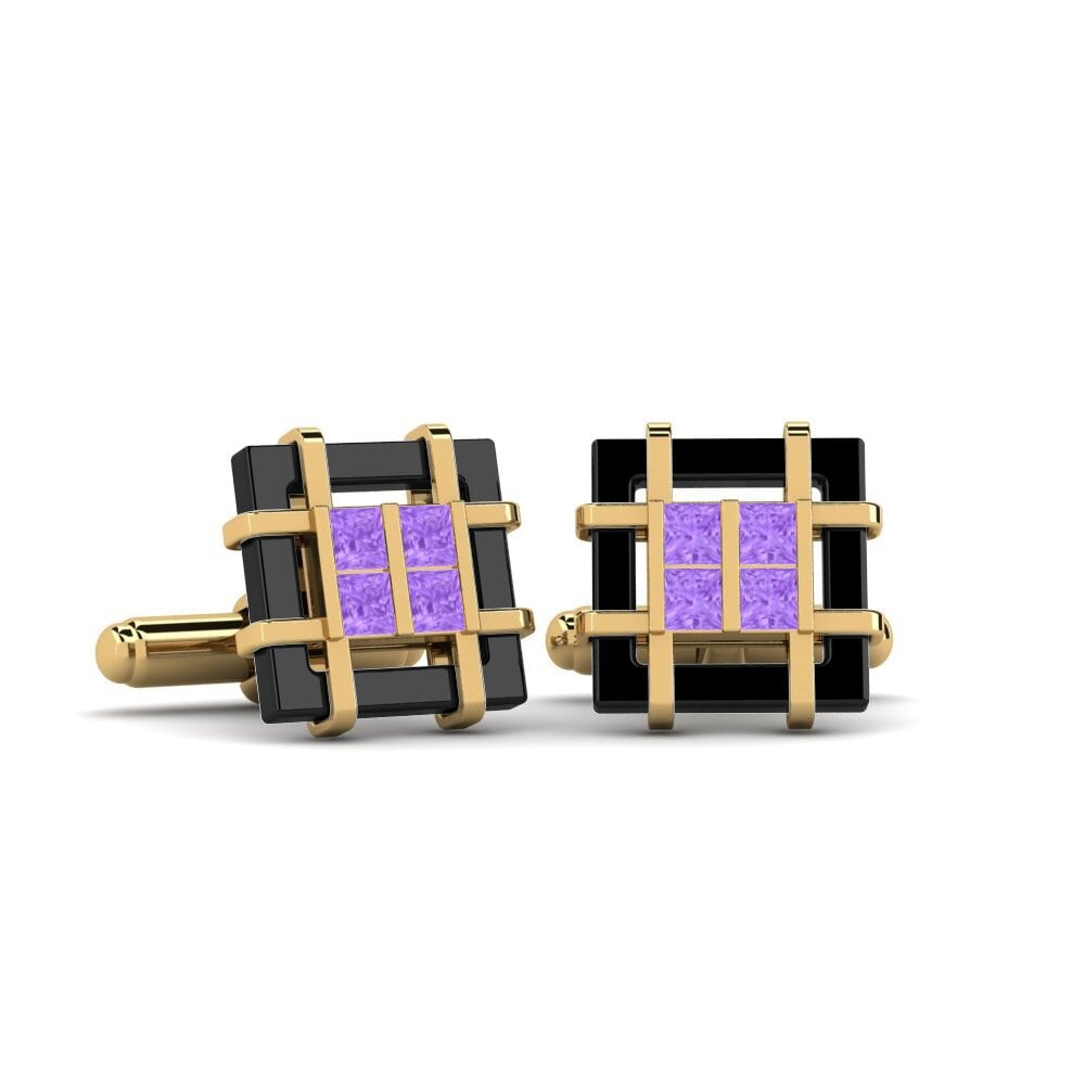 9k Oro Amarillo Amatista Gemelo Yager