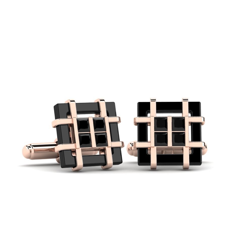14ct Rose Gold Black Sapphire Cufflink Yager