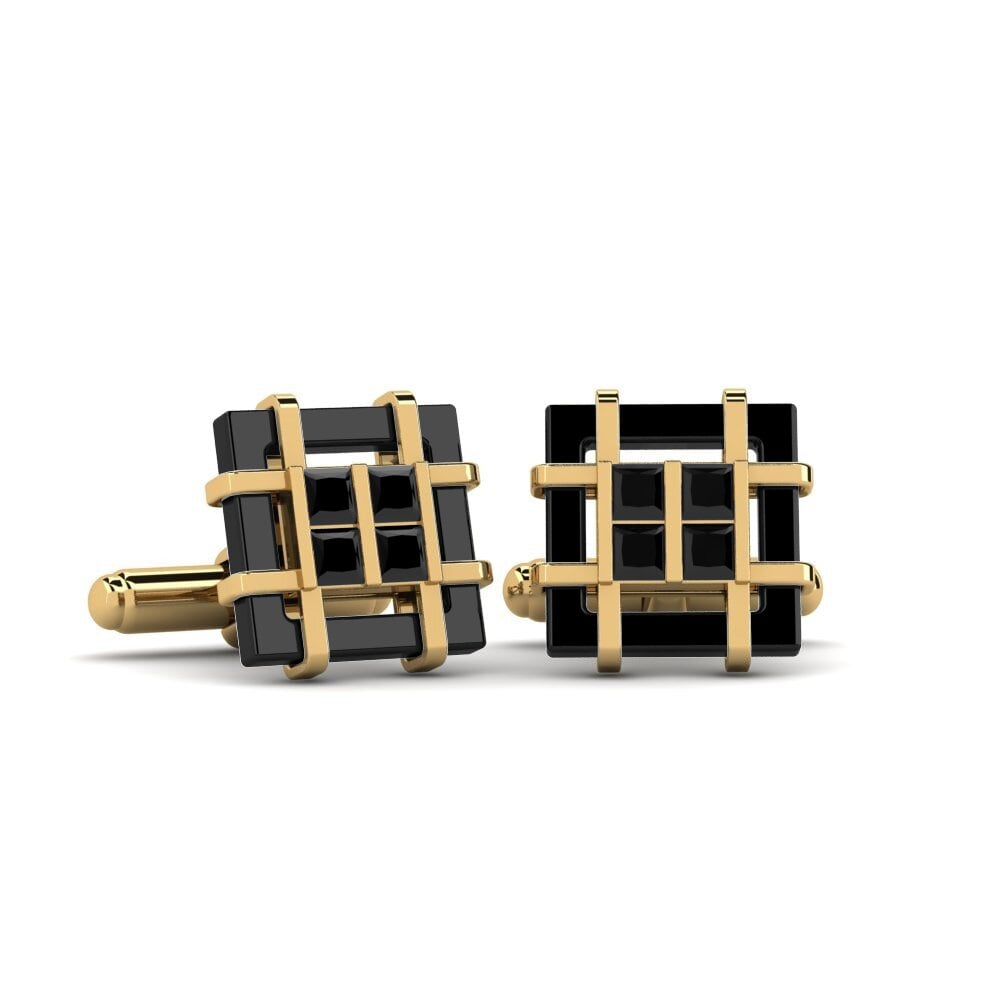 9ct Yellow Gold Black Sapphire Cufflink Yager