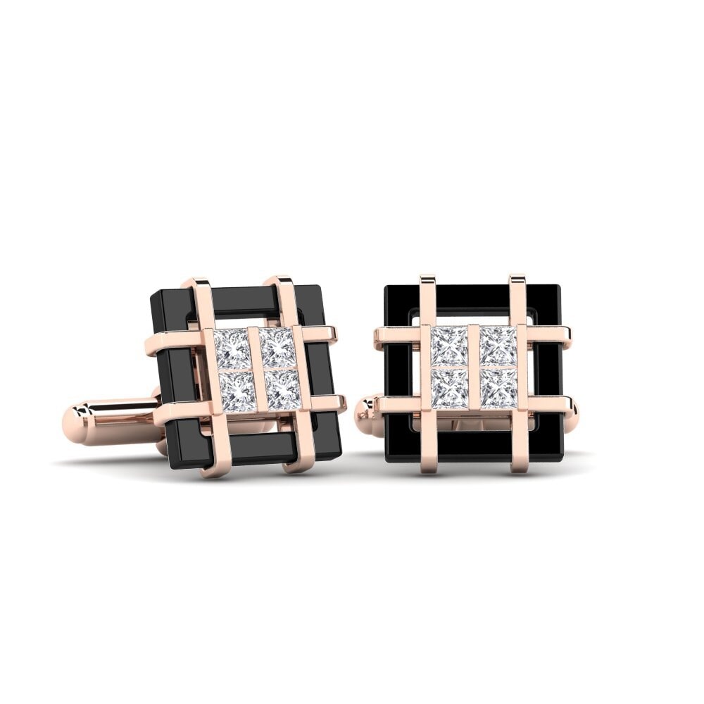 14ct Rose Gold Lab Grown Diamond Cufflink Yager