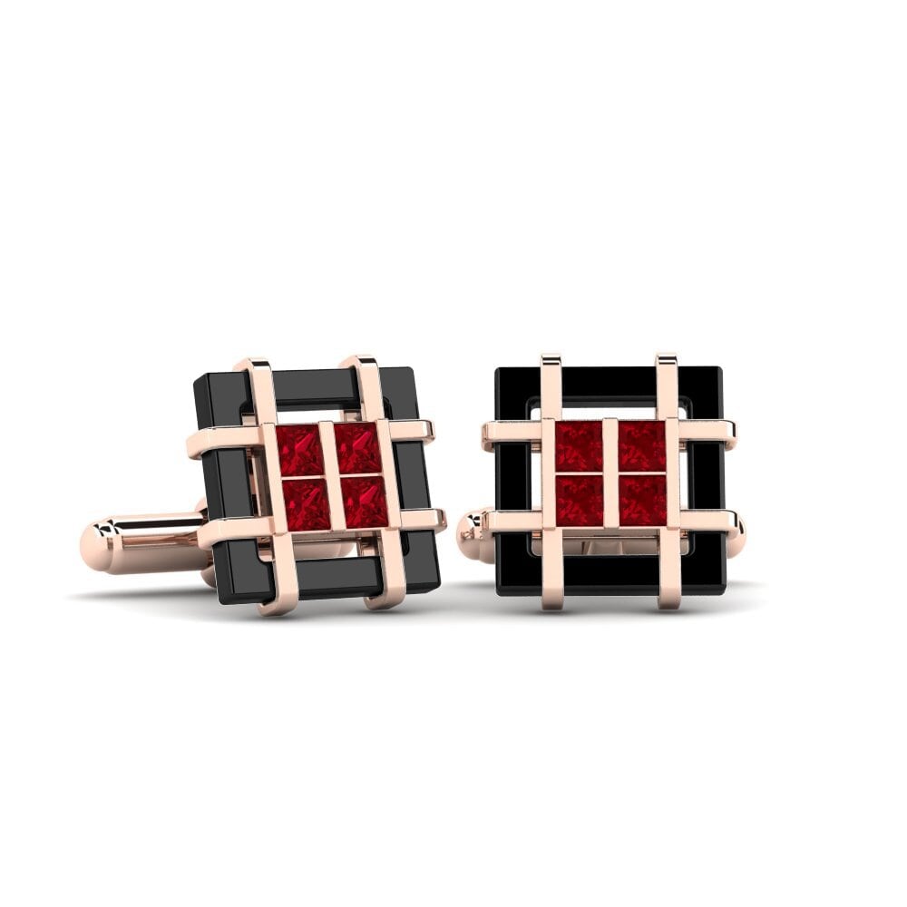14k Oro Rosa Circonita Roja Gemelo Yager