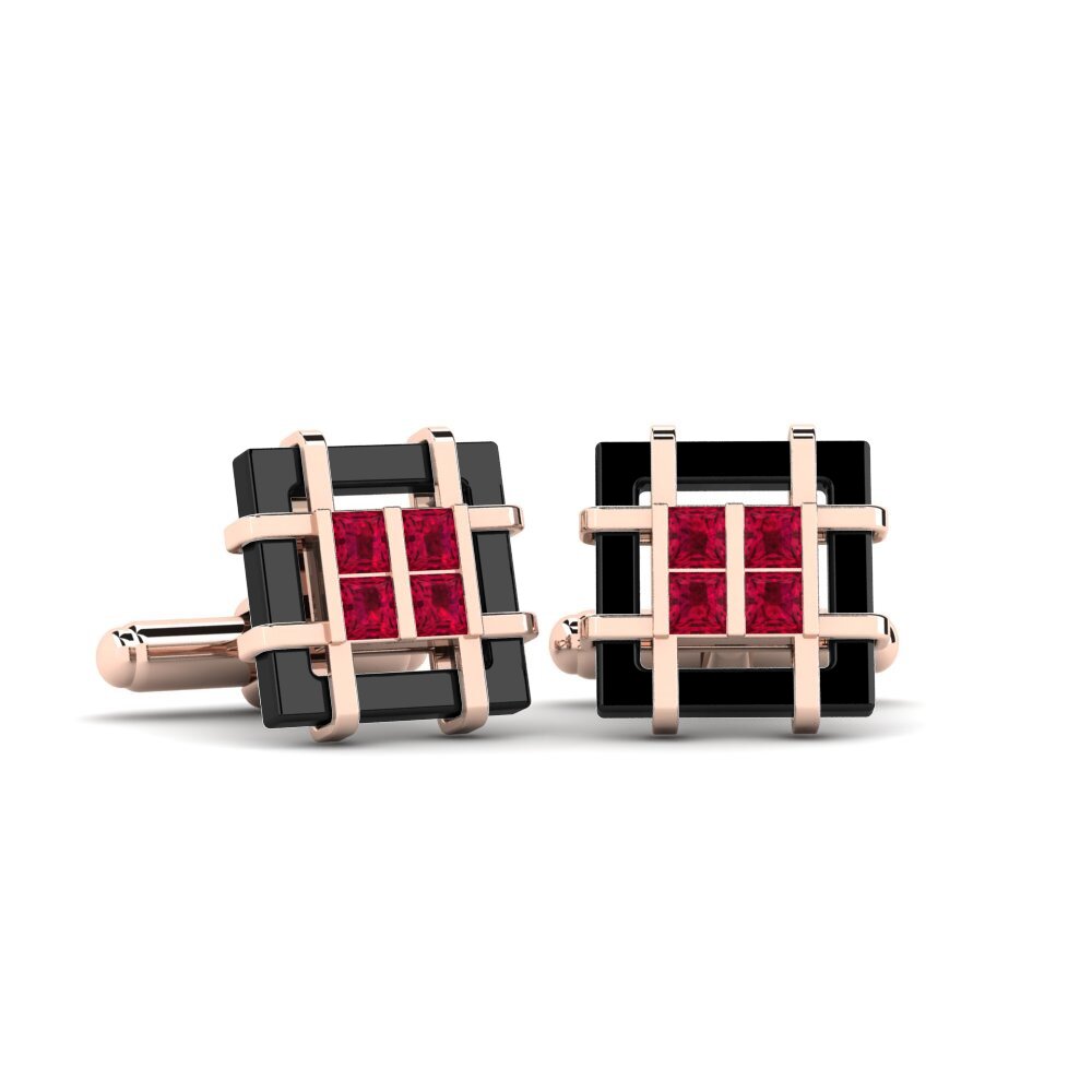 9k Oro Rosa Rubí Gemelo Yager