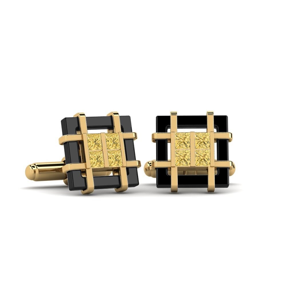 9ct Yellow Gold Yellow Diamond Cufflink Yager