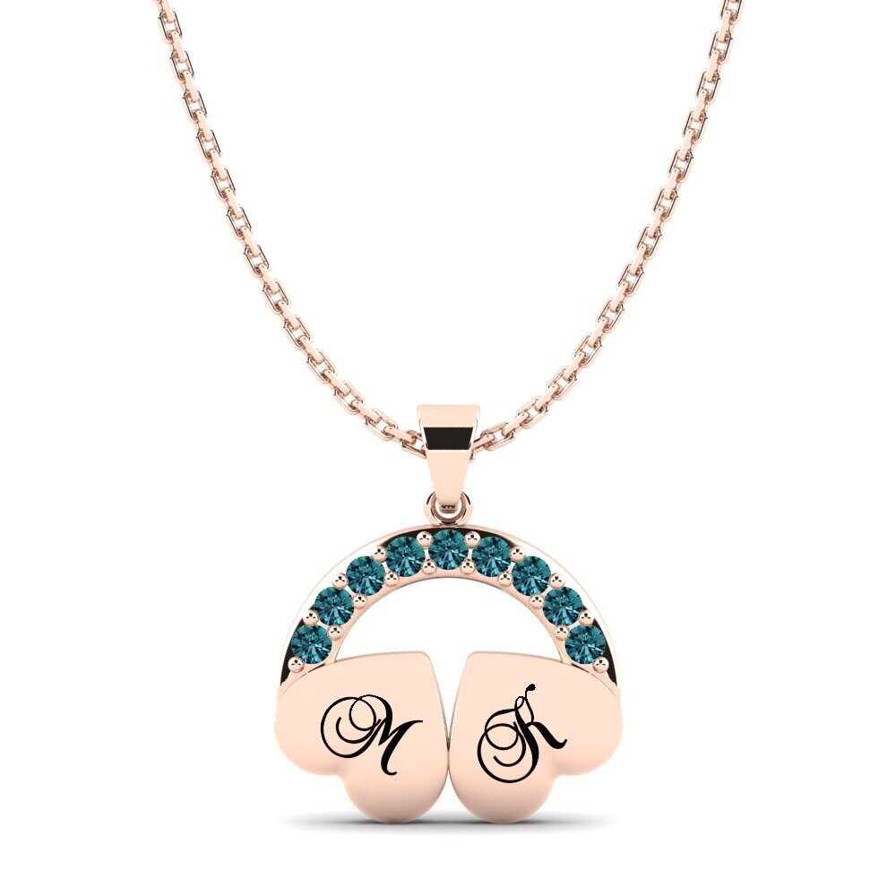 Rotgold 585 Blauer Diamant Damen anhänger Yahaira