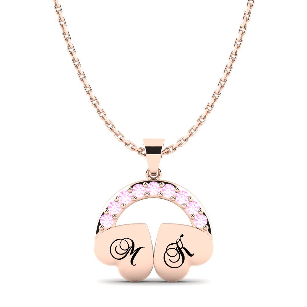 Rotgold 585 Rosa Saphir Damen anhänger Yahaira