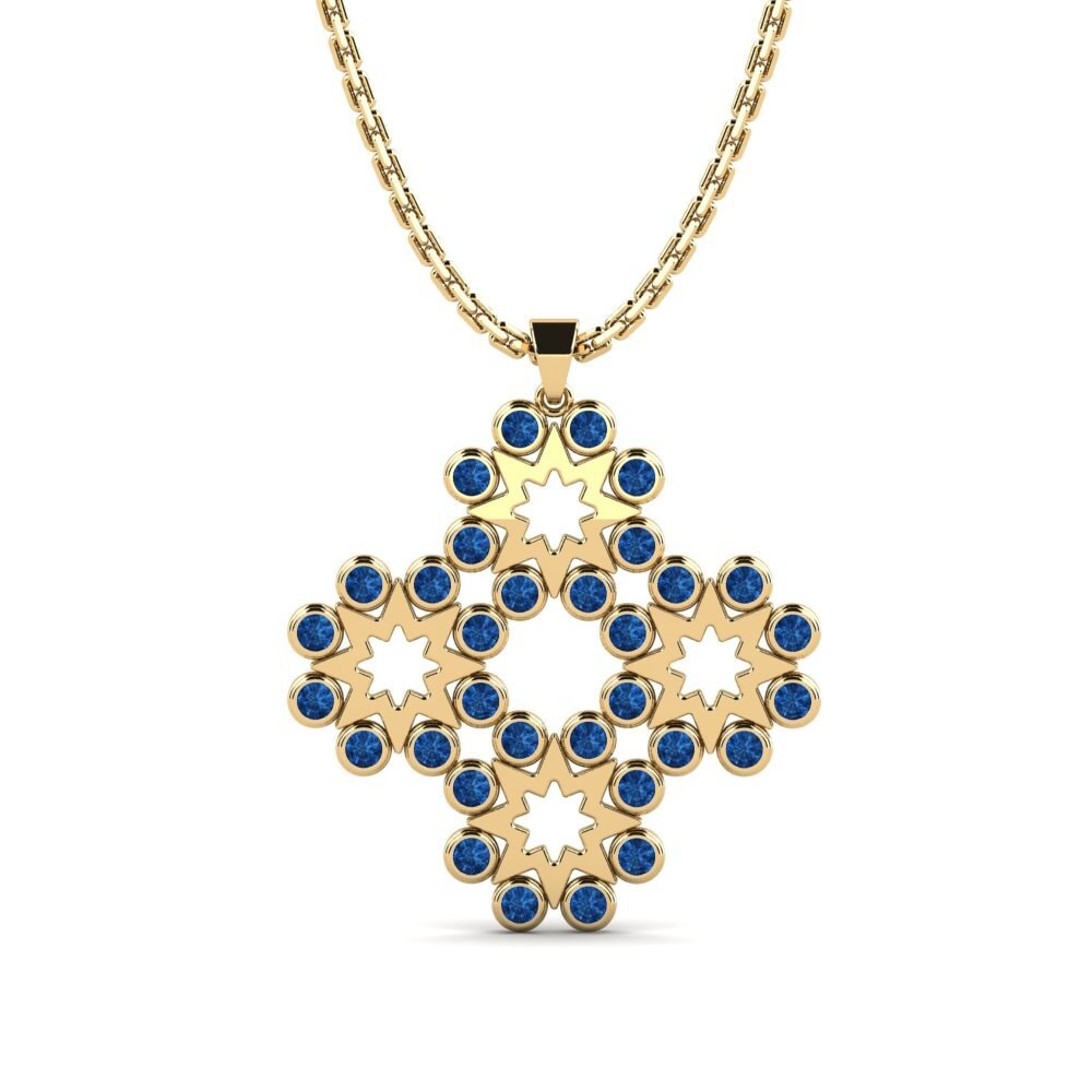 Zircônia azul escuro Pingente Feminino Yahves