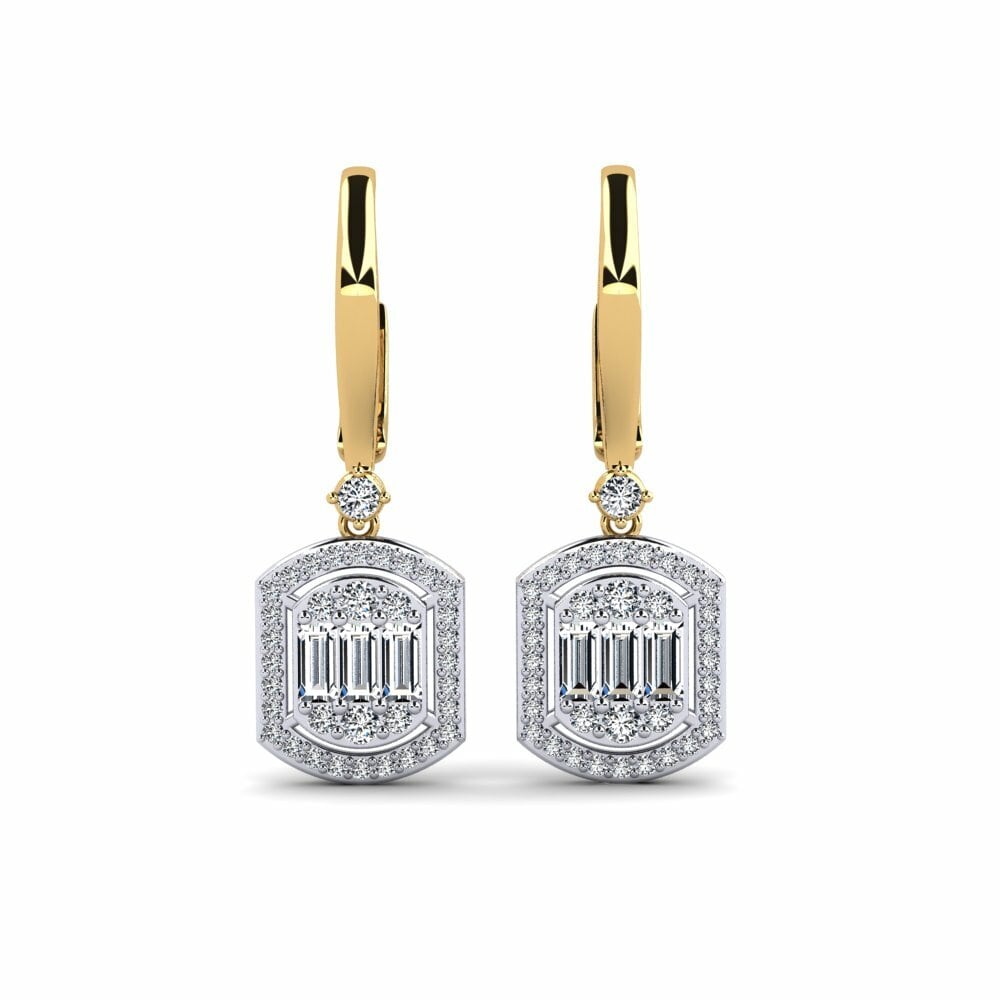 18k Oro Blanco & Amarillo Pendiente de mujer Yahwe