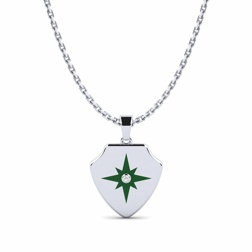 Vàng Trắng 14K Tròn Đá Moissanite Mặt dây chuyền nữ Yak