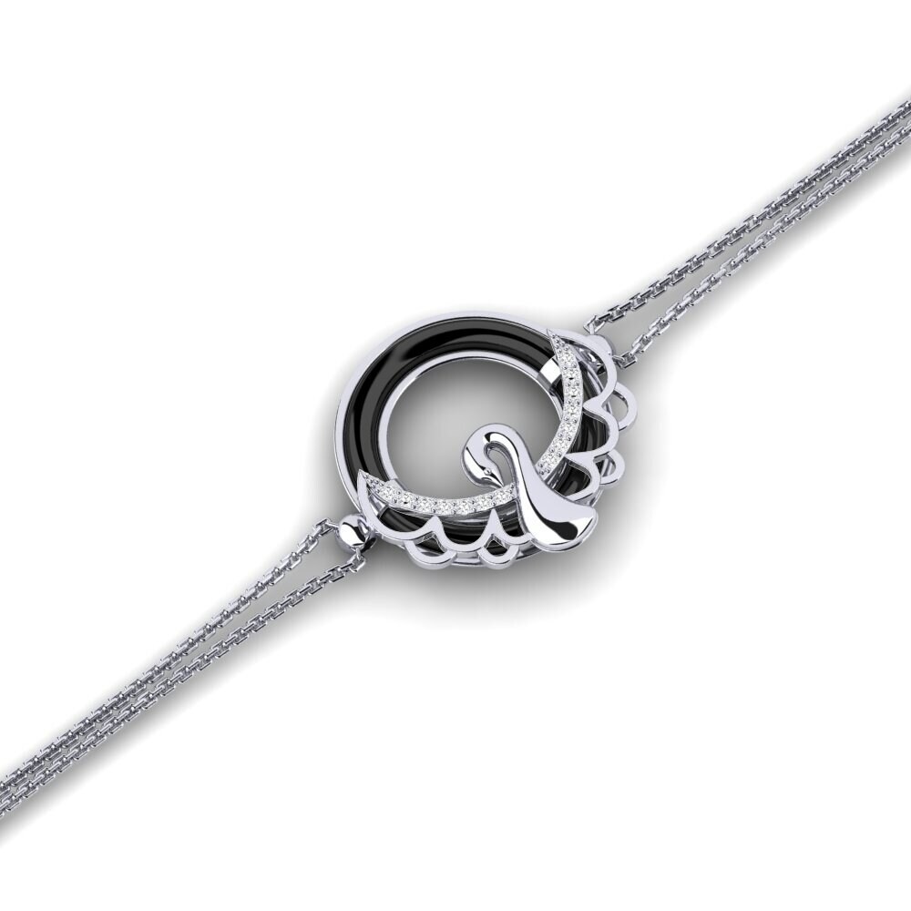 14k Oro Blanco Zafiro blanco Pulsera de Mujer Yama