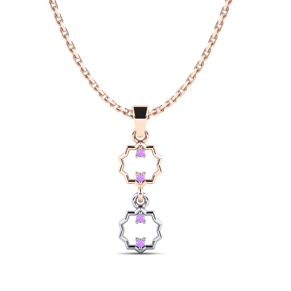 9k Oro Rosa & Blanco Amatista Colgante de Mujer Yamas