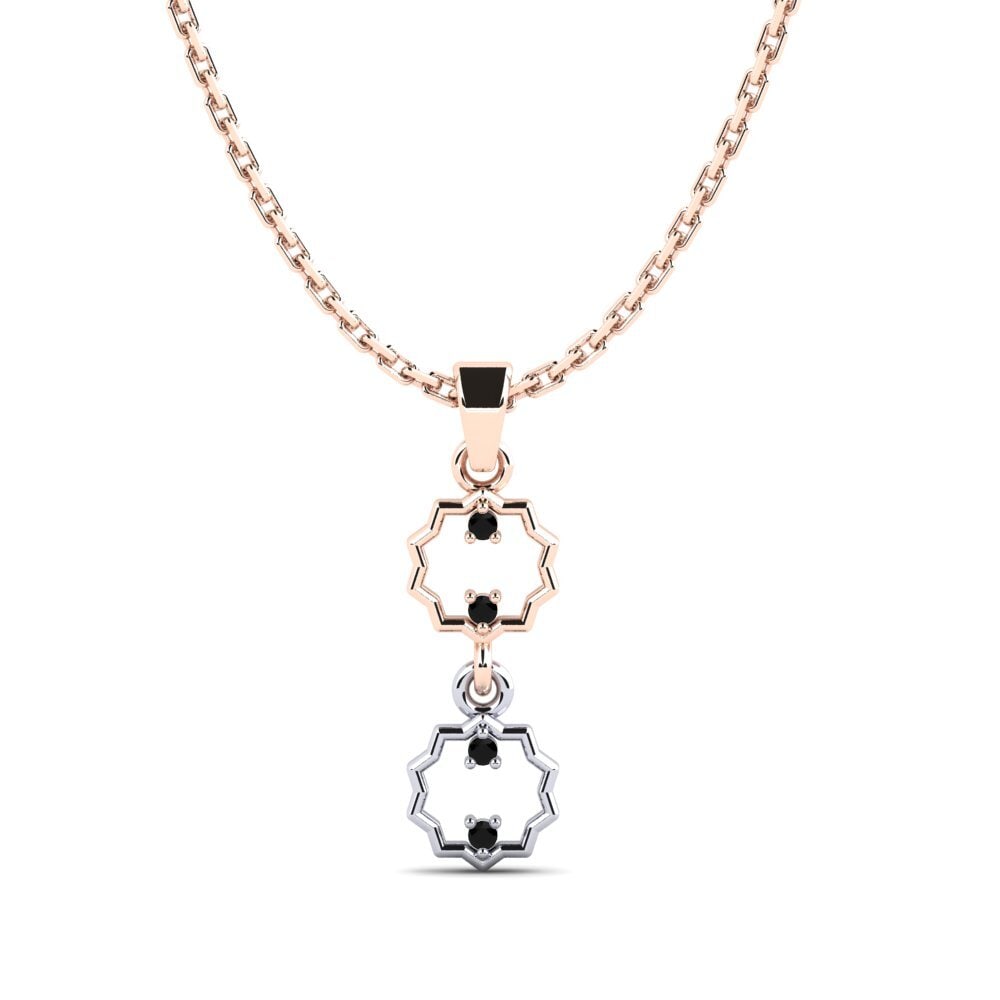 14k Oro Rosa & Blanco Zafiro negro Colgante de Mujer Yamas