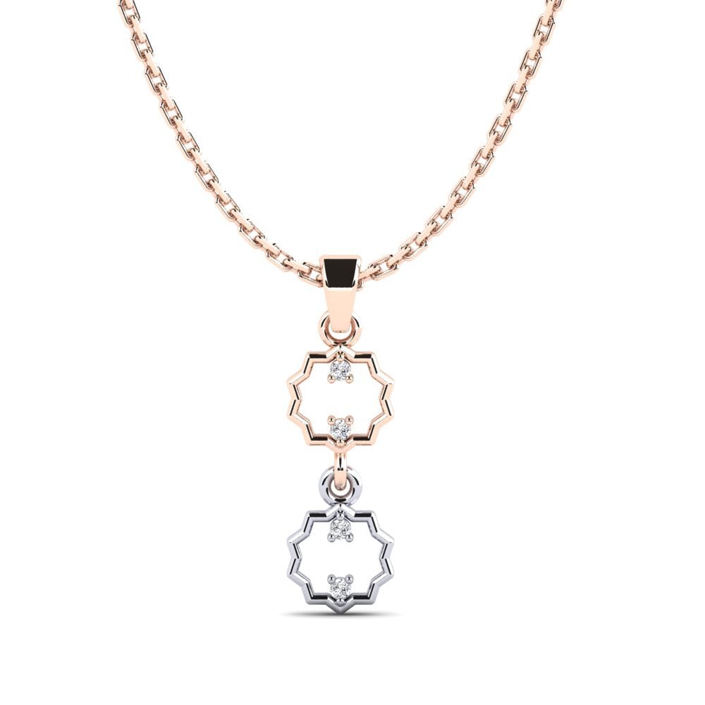 9k Oro Rosa & Blanco Diamante Colgante de Mujer Yamas