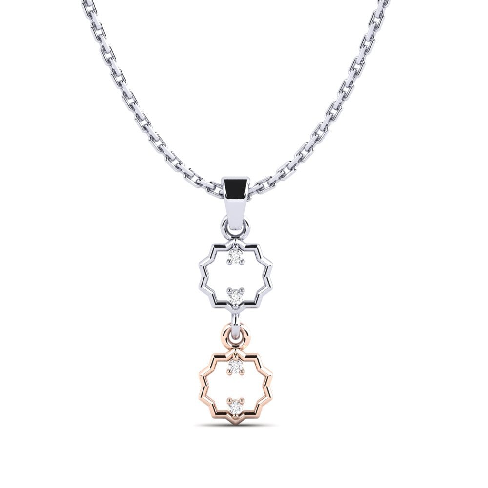 18k Oro Blanco & Rosa Zafiro blanco Colgante de Mujer Yamas