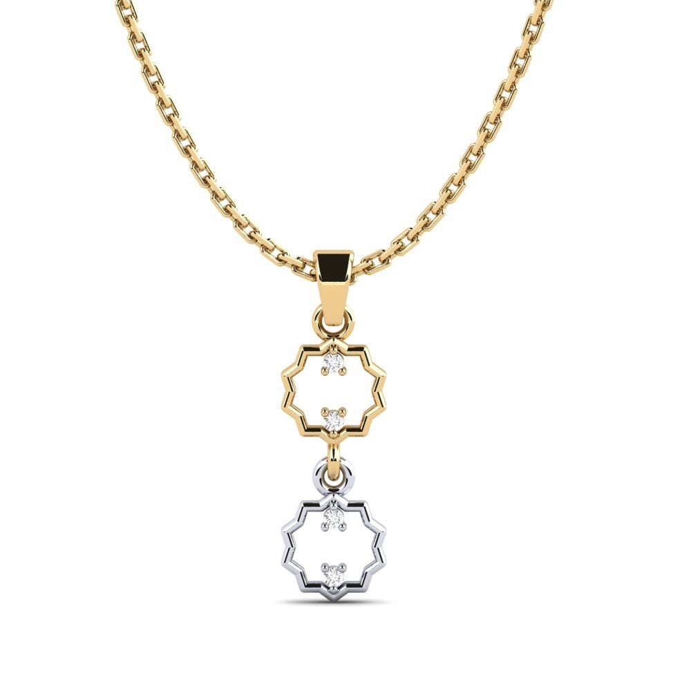 9k Oro Amarillo & Blanco Zafiro blanco Colgante de Mujer Yamas