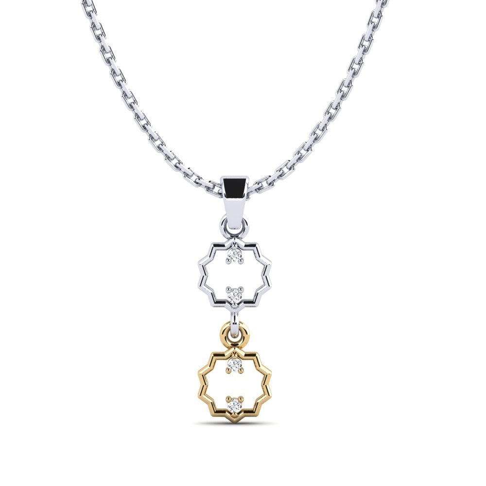 14k Oro Blanco / Amarillo Colgante de Mujer Yamas