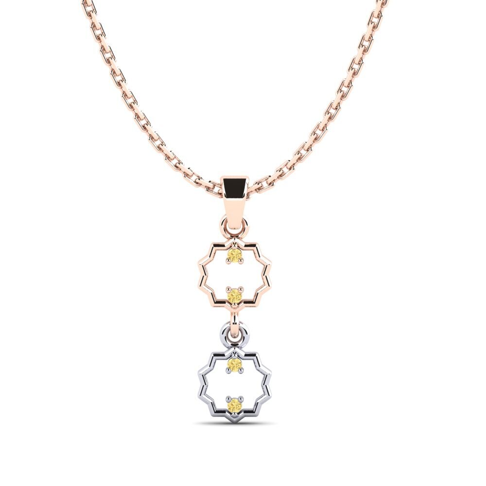 9k Oro Rosa & Blanco Diamante Amarillo Colgante de Mujer Yamas